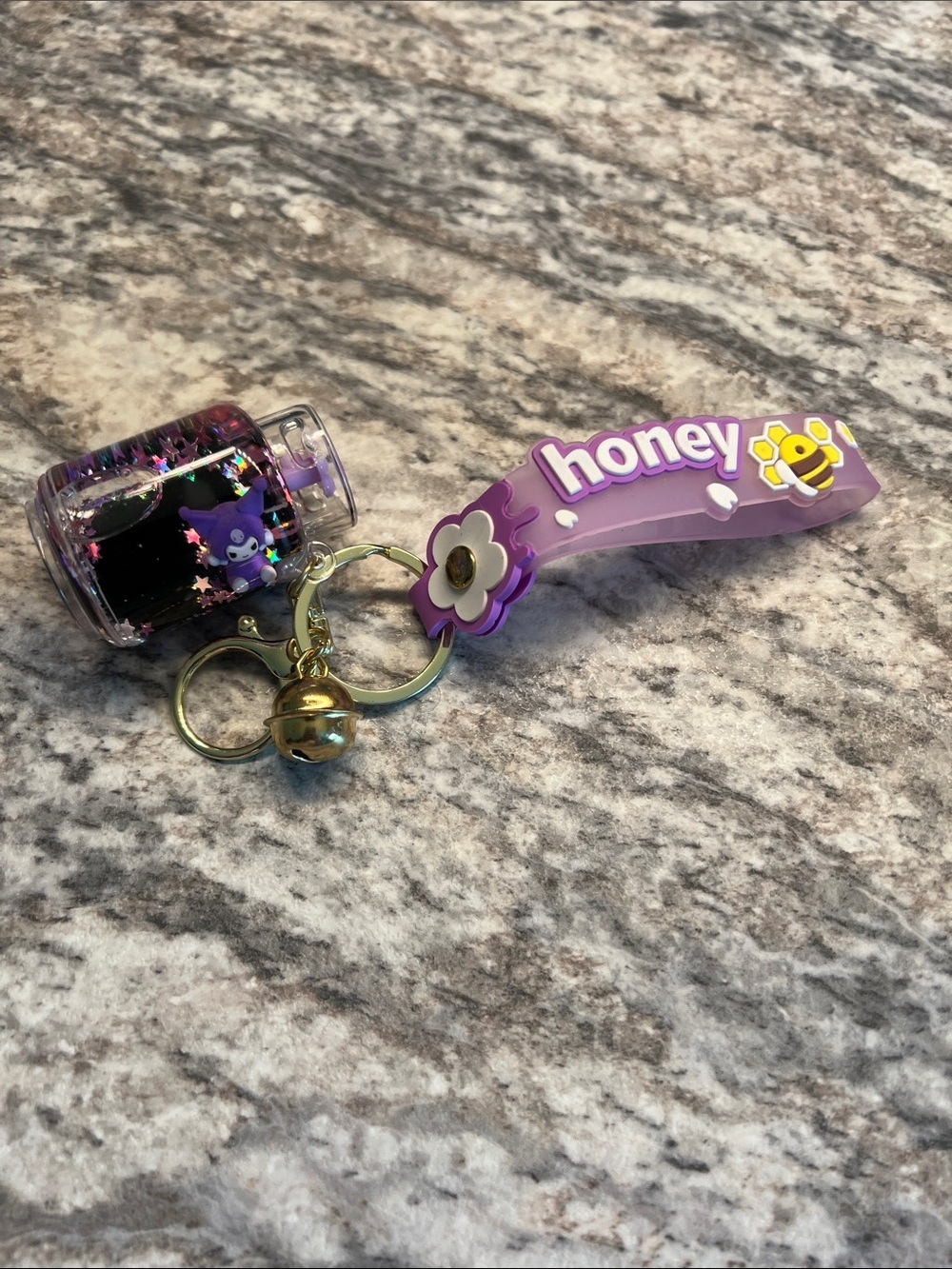 Honey Purple Bee Keychain with Glitter Vial Charm NIP